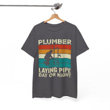 Load image into Gallery viewer, 'Plumber Laying Pipe Day or Night' T-shirt