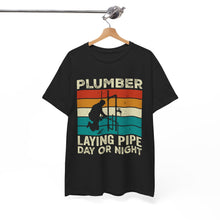 Load image into Gallery viewer, 'Plumber Laying Pipe Day or Night' T-shirt