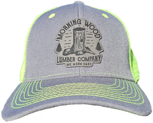 Load image into Gallery viewer, Morning Wood Lumber Company "We Work Hard" Snap Back Trucker Hat
