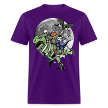Load image into Gallery viewer, Dabbing Skeleton Jack-o'-lantern Halloween T-Rex Dinosaur Unisex T-Shirt - purple