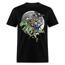 Load image into Gallery viewer, Dabbing Skeleton Jack-o'-lantern Halloween T-Rex Dinosaur Unisex T-Shirt - black