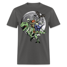 Load image into Gallery viewer, Dabbing Skeleton Jack-o'-lantern Halloween T-Rex Dinosaur Unisex T-Shirt - charcoal