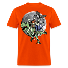 Load image into Gallery viewer, Dabbing Skeleton Jack-o'-lantern Halloween T-Rex Dinosaur Unisex T-Shirt - orange