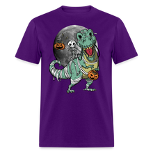 Load image into Gallery viewer, T-Rex Skeleton Dinosaur Full Moon Halloween Unisex Classic T-Shirt - purple