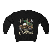 Load image into Gallery viewer, Retro Style Merry Christmas Leopard Print Vintage Truck Unisex Heavy Blend™ Crewneck Christmas Sweatshirt