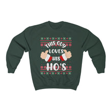 Load image into Gallery viewer, Funny This Guy Loves His Ho's Santa Ugly Christmas Sweater Unisex Heavy Blend™ Crewneck Sweatshirt