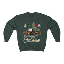 Load image into Gallery viewer, Retro Style Merry Christmas Leopard Print Vintage Truck Unisex Heavy Blend™ Crewneck Christmas Sweatshirt