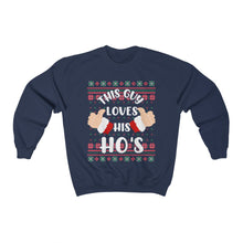 Load image into Gallery viewer, Funny This Guy Loves His Ho's Santa Ugly Christmas Sweater Unisex Heavy Blend™ Crewneck Sweatshirt
