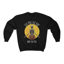 Load image into Gallery viewer, Eff You See Kay Why Oh You Moon Skeleton Yoga Halloween Unisex Heavy Blend™ Crewneck Sweatshirt