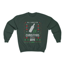 Load image into Gallery viewer, All I Want For Christmas Is Wine Ugly Christmas Sweater Unisex Heavy Blend™ Crewneck Sweatshirt