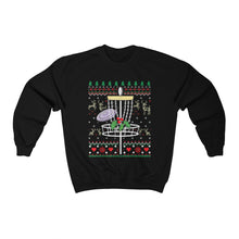 Load image into Gallery viewer, Disc Golf Basket Frisbee Golf Ugly Christmas Sweater Style Unisex Heavy Blend™ Crewneck Sweatshirt
