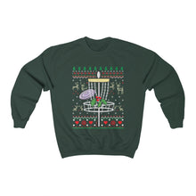 Load image into Gallery viewer, Disc Golf Basket Frisbee Golf Ugly Christmas Sweater Style Unisex Heavy Blend™ Crewneck Sweatshirt