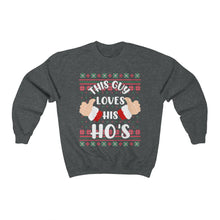 Load image into Gallery viewer, Funny This Guy Loves His Ho's Santa Ugly Christmas Sweater Unisex Heavy Blend™ Crewneck Sweatshirt