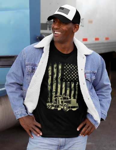 Patriotic Trucker Camouflage American Flag Unisex T-Shirt - E.G. Supplies, LLC 