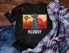 Load image into Gallery viewer, Meowdy Texas Landscape Cowboy Cat Meme Unisex Classic T-Shirt