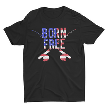 Load image into Gallery viewer, Born Free Fishing Pole T-Shirt, American Flag Fishing shirt