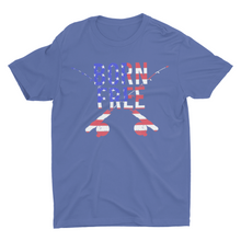 Load image into Gallery viewer, Born Free Fishing Pole T-Shirt, American Flag Fishing shirt