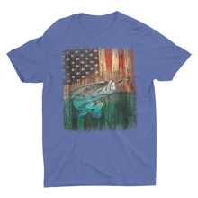 Load image into Gallery viewer, American Flag Large Mouth Bass Fishing Shirt