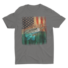 Load image into Gallery viewer, American Flag Large Mouth Bass Fishing Shirt