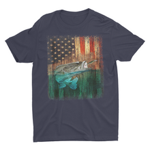 Load image into Gallery viewer, American Flag Large Mouth Bass Fishing Shirt