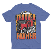 Load image into Gallery viewer, Proud Trucker Husband And Father Truck Driver Gift Shirt