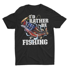 Load image into Gallery viewer, I'd Rather Be Fishing Patriotic Fishing Shirt.