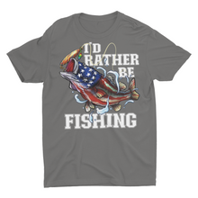 Load image into Gallery viewer, I'd Rather Be Fishing Patriotic Fishing Shirt.