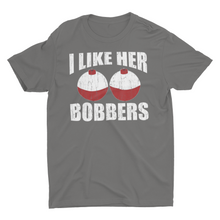 Load image into Gallery viewer, Distressed Funny Fishing Shirt I Like Her Bobbers