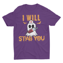 Load image into Gallery viewer, Cute Ghost Nurse I Will Stab You Halloween Shirt