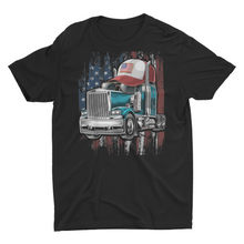 Load image into Gallery viewer, Funny Truck in Trucker Hat American Flag Truck Driver Shirt