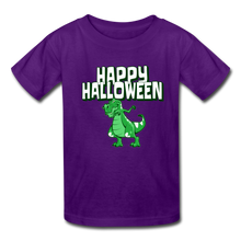Load image into Gallery viewer, Trex Dabbing Happy Halloween Kids' T-Shirt - purple