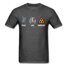 Load image into Gallery viewer, Peace Love and Radiology Unisex Classic T-Shirt - heather black