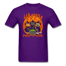 Load image into Gallery viewer, Happy Meow-o-ween Halloween Cat Witch T-Shirt - purple