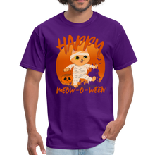 Load image into Gallery viewer, Happy Halloween Meowoween Cute Mummy Cat T-Shirt - purple