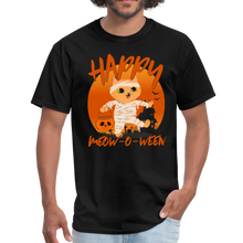 Load image into Gallery viewer, Happy Halloween Meowoween Cute Mummy Cat T-Shirt - black