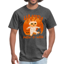 Load image into Gallery viewer, Happy Halloween Meowoween Cute Mummy Cat T-Shirt - heather black
