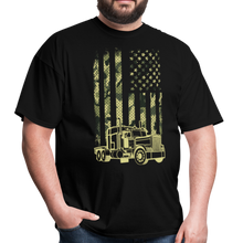 Load image into Gallery viewer, Patriotic Trucker Camouflage American Flag Unisex T-Shirt - black