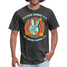 Load image into Gallery viewer, Stay Trippy Little Hippie Peace Sign Unisex Classic T-Shirt - heather black
