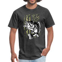 Load image into Gallery viewer, Fishing Camo US Flag Unisex Classic T-Shirt - heather black