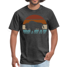 Load image into Gallery viewer, Great American Bison Buffalo Vintage Retro Sunset Unisex Classic T-Shirt - heather black