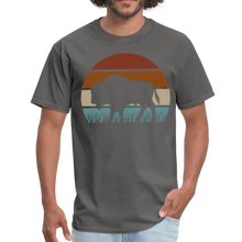 Load image into Gallery viewer, Great American Bison Buffalo Vintage Retro Sunset Unisex Classic T-Shirt - charcoal