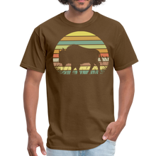 Load image into Gallery viewer, Great American Bison Buffalo Vintage Retro Sunset Unisex T-Shirt Unisex Classic T-Shirt - brown