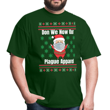 Load image into Gallery viewer, Funny Santa Plague Apparel Ugly Christmas Sweater Style Unisex T-Shirt - forest green