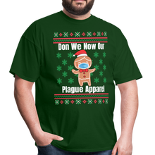 Load image into Gallery viewer, Funny Santa with Mask Don We Now Our Plague Apparel Ugly Christmas Sweater Style Unisex Classic T-Shirt - forest green