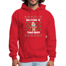 Load image into Gallery viewer, Funny Santa with Mask Don We Now Our Plague Apparel Ugly Christmas Sweater Style Unisex Hoodie - red