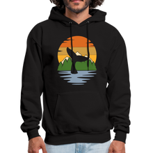Load image into Gallery viewer, Nautical Ocean Humpback Whale Sunset Unisex Hoodie - black