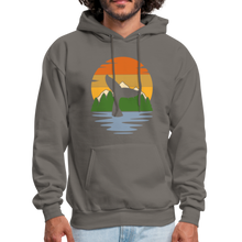 Load image into Gallery viewer, Nautical Ocean Humpback Whale Sunset Unisex Hoodie - asphalt gray