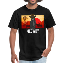 Load image into Gallery viewer, Meowdy Texas Landscape Cowboy Cat Meme Unisex Classic T-Shirt - black