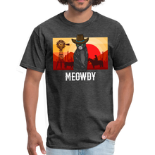 Load image into Gallery viewer, Meowdy Texas Landscape Cowboy Cat Meme Unisex Classic T-Shirt - heather black