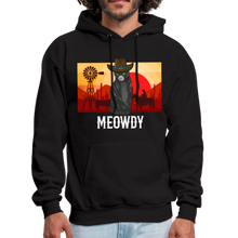 Load image into Gallery viewer, Meowdy Texas Landscape Cowboy Cat Meme Hoodie - black